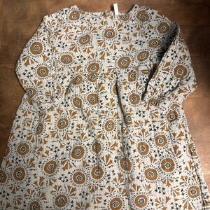 Rylee + Cru Floral Patterned Dress in Brown and Cream